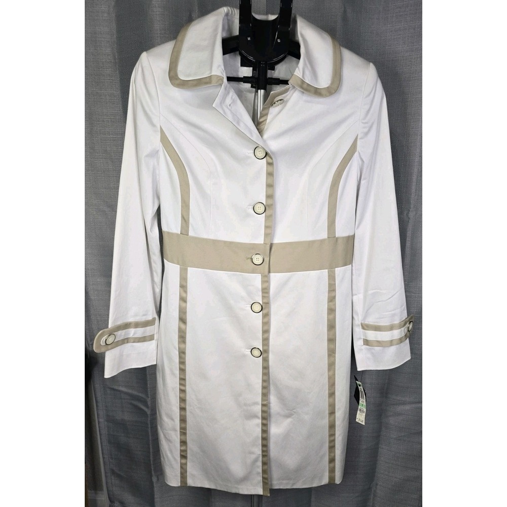 Alfani Portofino Women's Size 8 Trench Coat White/Beige NWT